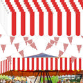 Preboun 12 Pcs Carnival Circus Tent Party Decorations Red White Striped Hanging Banner with Triangle Bunting Flags - Variation 12