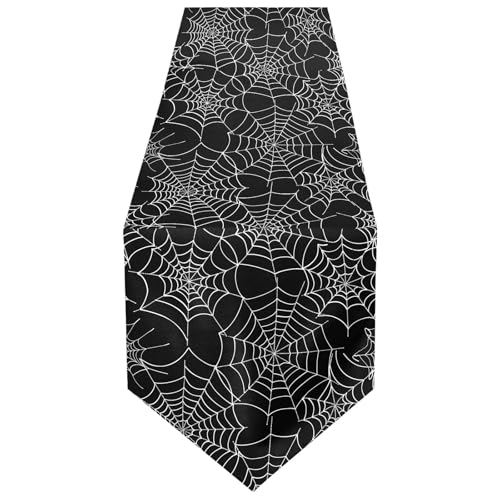Double-Sided Halloween Spider Web Table Runner 18x72 Inches for Wedding & Party Decor