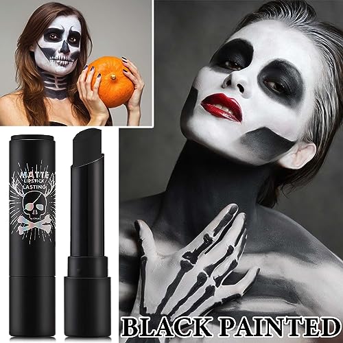 Black Long-Lasting Matte Lipstick Waterproof Body Paint for Halloween Cosplay