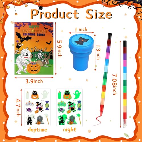 Halloween Party Supplies Set with Coloring Books, Stickers, Keychains & More