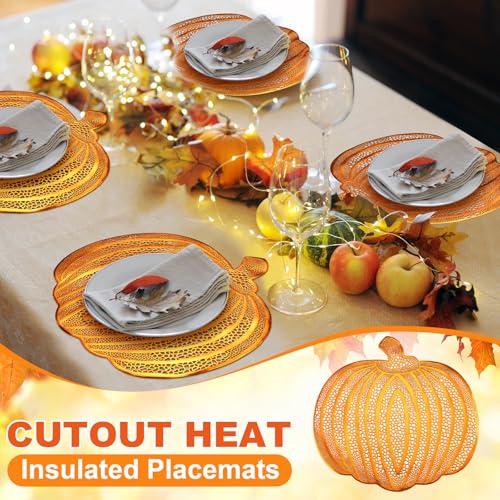 Thanksgiving Pumpkin Placemats Vinyl Metallic Bronze - Set of 12