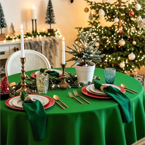 Round Christmas Disposable Plastic Tablecloth - 12 Pcs, Party Cover, Waterproof & Stain-Resistant