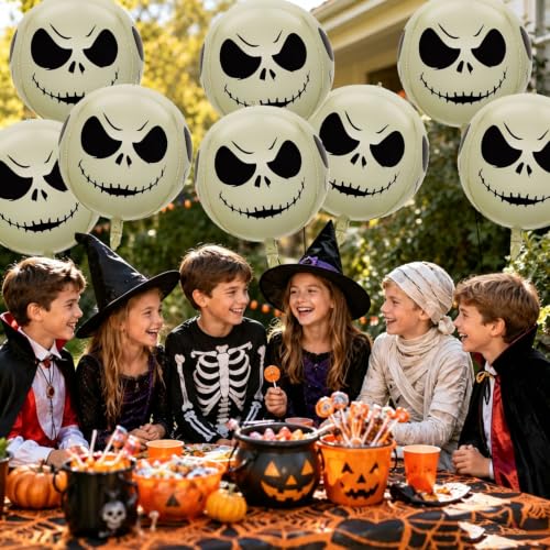 Green 8 Pcs 22 Inch 4D Skull Head Halloween Balloons Party Decorations