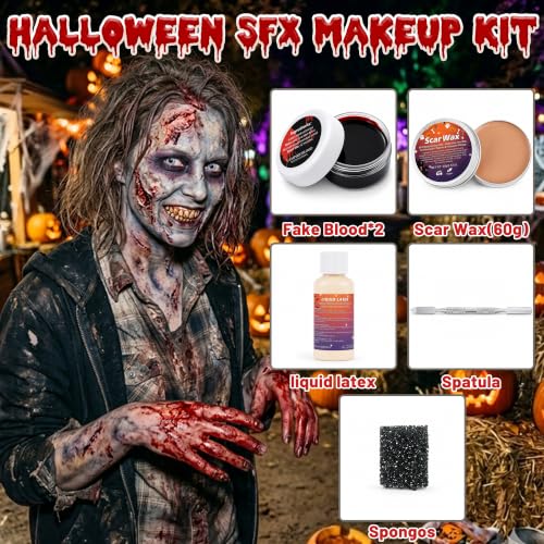 Halloween Special Effects Makeup Kit Set 2 - Fake Scars Wounds Blood