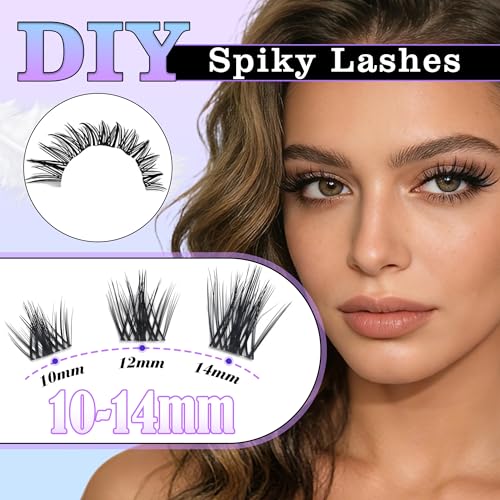 Yt41 10-14mm Spiky Lash Clusters - Volume D Curl for Anime & Halloween