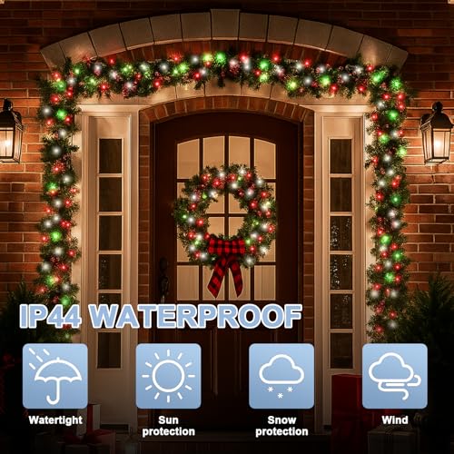 Christmas String Lights 33ft 100 LED Fairy Lights with 16 Modes - Red, Green, White, Waterproof Outdoor Decoration