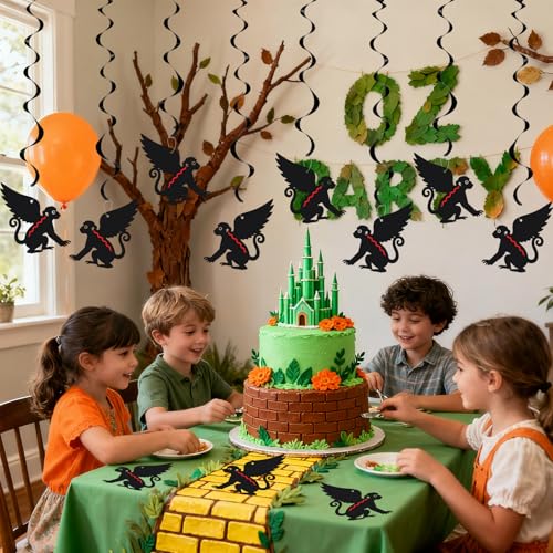 24 Pcs Wizard Monkey Hanging Decorations Garland Banner Swirl Decor - Black
