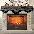 Halloween Fireplace Mantel Scarf Black Lace Spiderweb 20x79 Inches - Indoor Decor