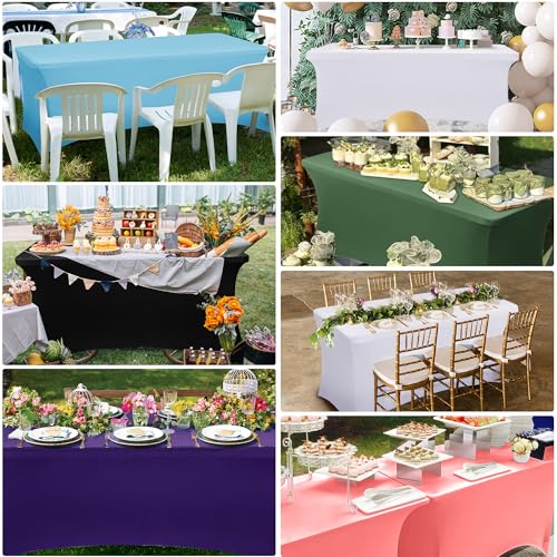 Stretch Spandex Table Cover for Folding Tables - Dark Purple, 6 Ft, 2 Pack