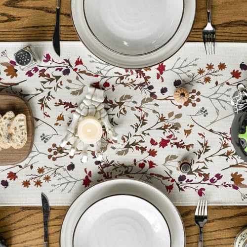 Halloween Table Runner 13x72 Inch Brown Red Spun Polyester Home Decor