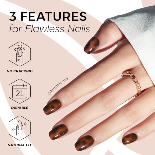 Modelones Fall Leopard Press On Nails Short Square Halloween Fake Nails - A3-Leopard