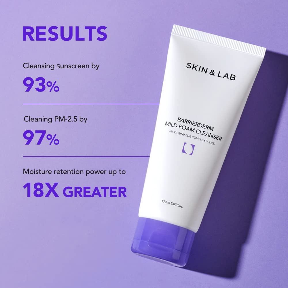 [SKIN&LAB] Barrierderm Mild Foam Cleanser - Gentle Daily Face Wash with Milk Ceramide Complex | 5.07 fl. oz.