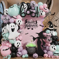 Halloween Balloon Garland Arch Kit with 3D Bat Stickers and Ghost Balloons - Black Green Purple Pink Variation