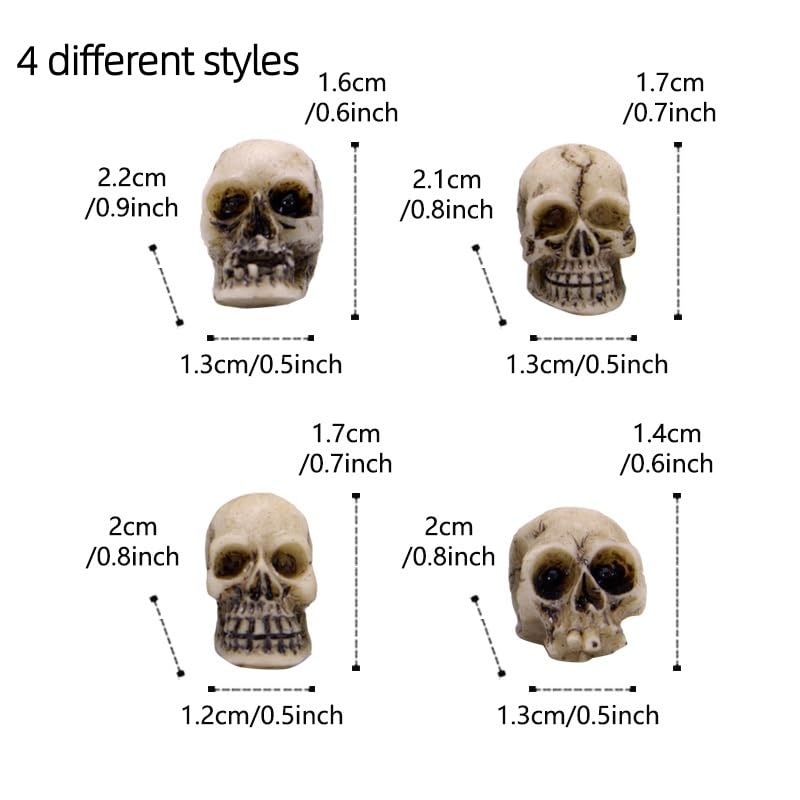 Mini Resin Skull Decor Set - Spooky Halloween Skeleton Head Figures, 20 Pieces