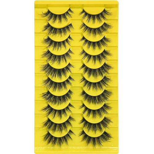 Wispy Cat Eye False Eyelashes 10 Pairs Fluffy Strip Lashes - Yellow Variation
