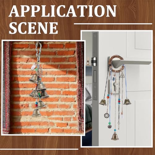 Witch Bell Wind Chime Decoration Set with Wreath & Charms - Style 3