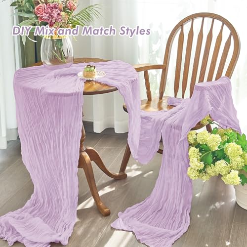 Lilac Cheesecloth Table Runner 10FT Pack for Wedding Birthday Home Decor