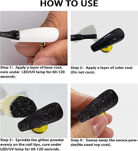 White Glitter Nail Powder for Nail Art and Enhancements - 3-4g