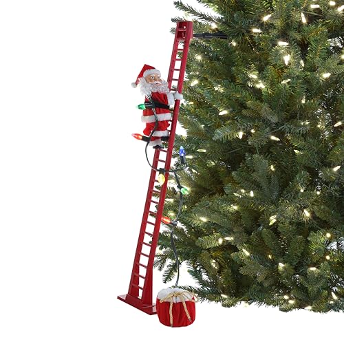 Animated Christmas Climber Decor - 42-Inch Plush Santa with LED Lights & Music
