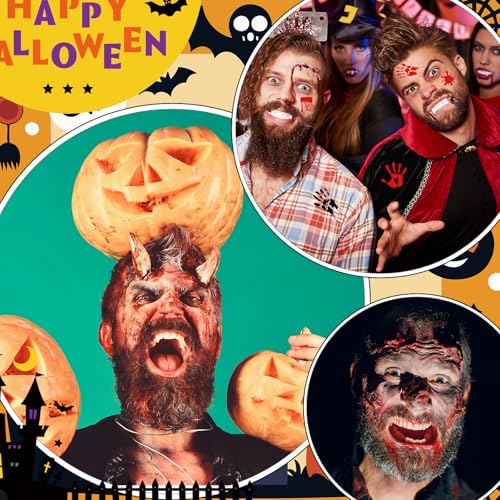 Halloween Makeup Set with Scar Wax Bruise Wheel Blood Gel & Stencils - Variation 4