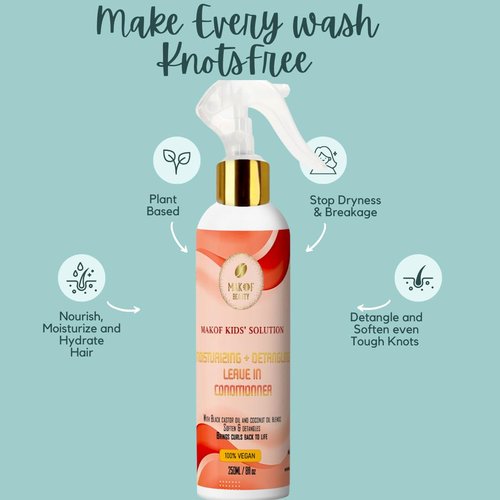 Skiennix Kids Leave-In Conditioner - Softens & Detangles Tough Knots | Nourishing Formula with Mango Butter & Keratin (8 Fl Oz)