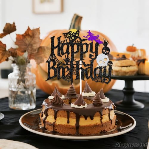 Halloween Birthday Cake Topper Ghost Themed Party Decorations for Men Women