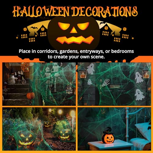 Glow Spider Web Halloween Decorations 500 Sqft with 30 Fake Spiders - Variation of THIS listing
