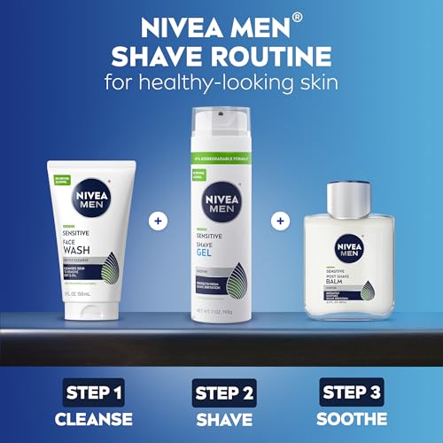 NIVEA MEN Sensitive Shaving Set for Men, Sensitive Shave Gel (7 Oz) + Soothing Post Shave Balm Aftershave (3.3 Fl Oz), Enriched with Chamomile Extract and Vitamin E, For Sensitive Skin