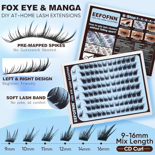 D-Spiky Fox Eye Lash Clusters - Wispy Manga Cat Eye Extensions