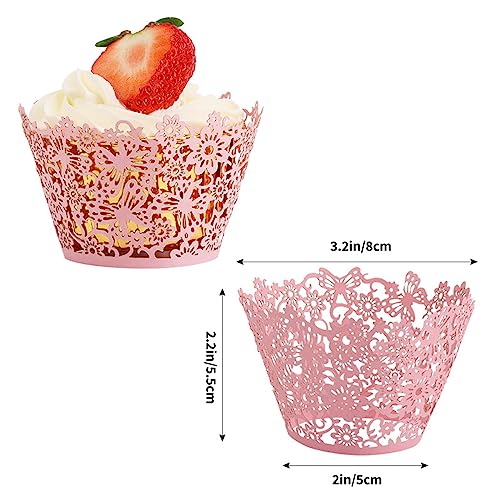 Light Purple Lace Cupcake Wrappers 50pcs - Elegant Laser Cut Baking Cups