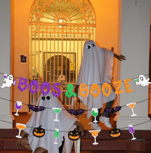 Halloween Banner Set with Glitter Ghosts Pumpkins and Banners - Colorful Party Decorations