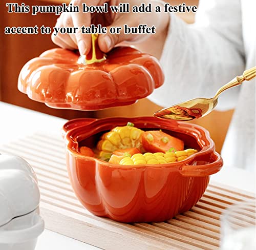 Orange Pumpkin Dutch Oven Pot with Lid - Ceramic Casserole & Baking Dish