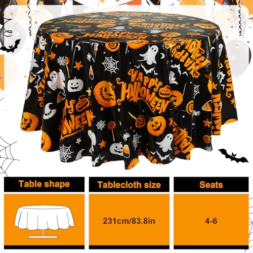 Halloween Tablecloths 3 Pack 84 Inch Pumpkin Black - Disposable & Waterproof