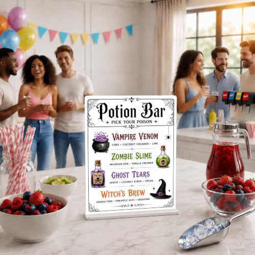 Potion Bar Sign with Base - Pick Your Poison Halloween Drink Menu - Gothic Acrylic Sign - Potion Bar 2