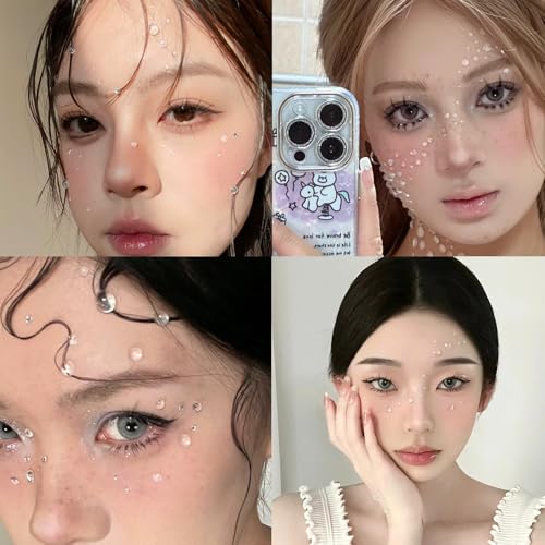 Self-Adhesive Water Droplets Face Gems - Festival Makeup Stickers, 3 Sheets - Clear & Dazzling, Variations of THIS listing