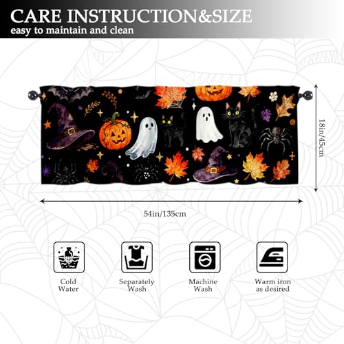 Halloween Skull Kitchen Window Valance - 54" W x 18" L, Pack of 1