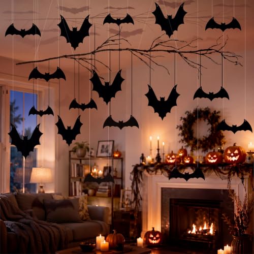 Halloween Bat Hanging Decorations Set - Spooky Ceiling Decor for Indoor Parties
