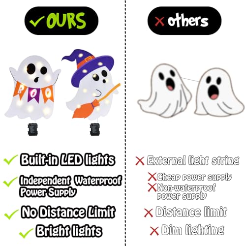 Lighted Halloween Ghost Yard Signs Pack of 4 Outdoor Lawn Decorations