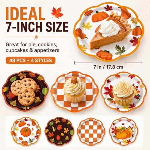 Fall Paper Plates 48pcs Autumn Party Dessert Plates - Variation of This Listing