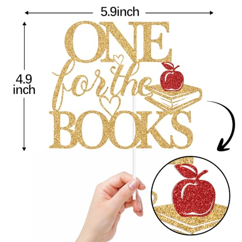 Gold Glitter Book Theme Cake Topper for First Birthday & Baby Shower