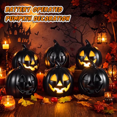 Halloween Jack O Lantern Pumpkin Decoration Set - Black & White, 6 Pcs