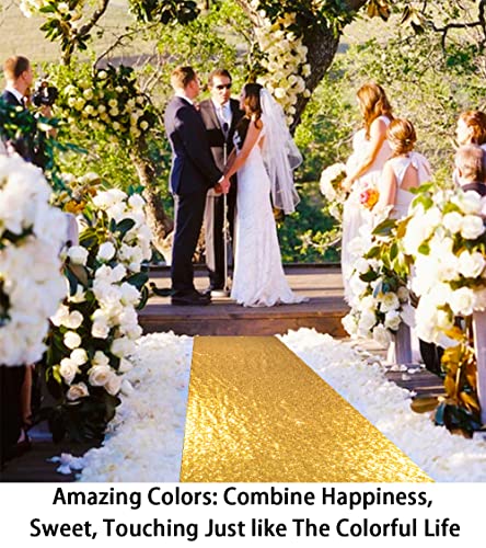 Wedding Aisle Runner 4ft x 30ft Gold Sequin Fabric for Beach & Church Ceremony - ShinyBeauty