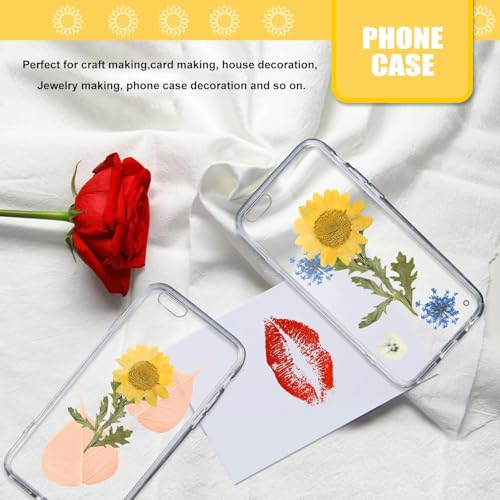 Yellow Dried Daisy Flowers with Stem for Resin Crafts - 42PCS Natural Pressed Flowers for Jewelry Phone Case Candle Home Decor