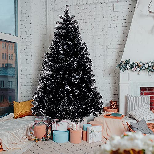 7.5FT Artificial Christmas Tree with 1800 Tips & Metal Stand - Black, Indoor Outdoor