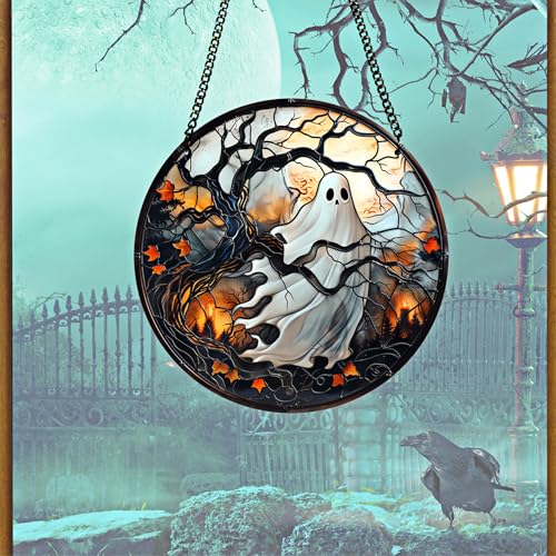 Halloween Ghost Decorations Indoor Outdoor Acrylic Wreath - Ghost Variation