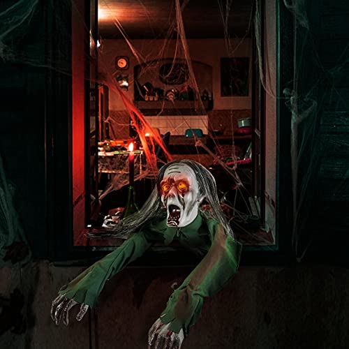 Halloween Creepy Crawling Ghost Yard Decoration with Glowing Eyes and Sound - 43 Inch