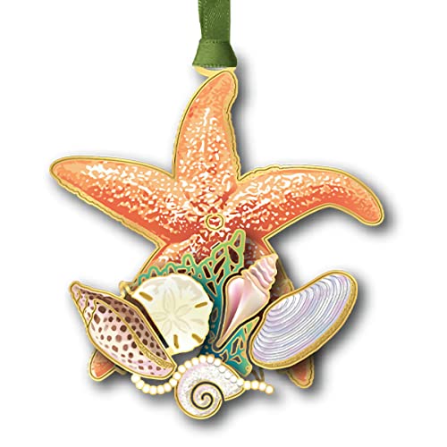 Beacon Design Shells and Starfish Ornament - Coastal Tree Decoration, Summer Beach Decor Variation of Shells and Starfish