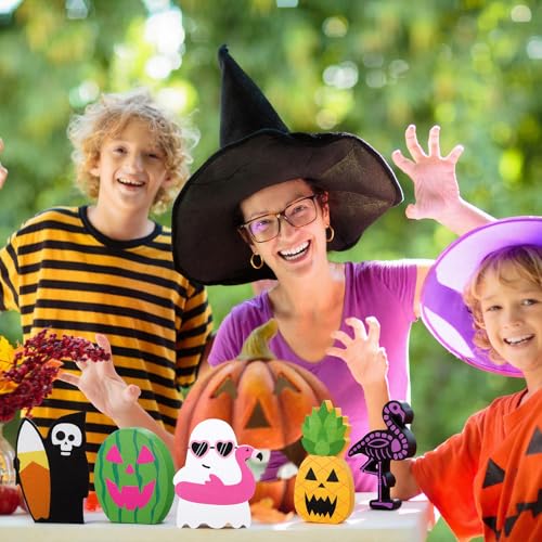 Halloween Wooden Table Decorations Set - Spooky Summer Centerpieces, 5 Pieces