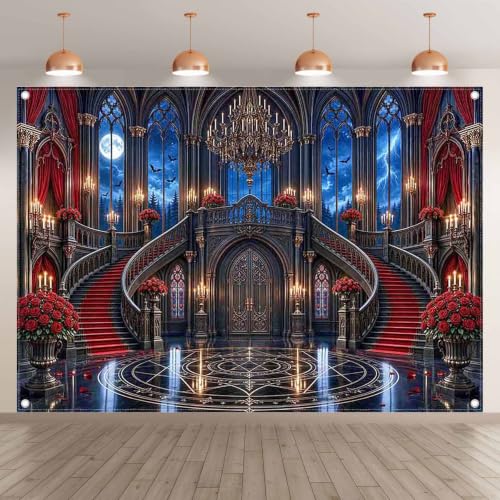 7x5ft Halloween Gothic Castle Backdrop Vampire Medieval Banner for Parties