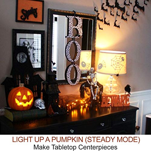 6-Pack Halloween Pumpkin Lights with 2 Remotes & Timer - Bright Orange LED Christmas & Holiday Decor - Outdoor Jack-O-Lantern Lights